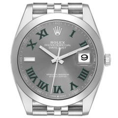 Rolex Datejust 41 Grey Green Wimbledon Dial Steel Mens Watch 126300 Unworn