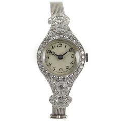 Lady's Antique Platinum and Diamond Wristwatch