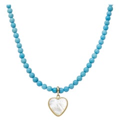Happy Hearts Pearl And Turquoise Necklace