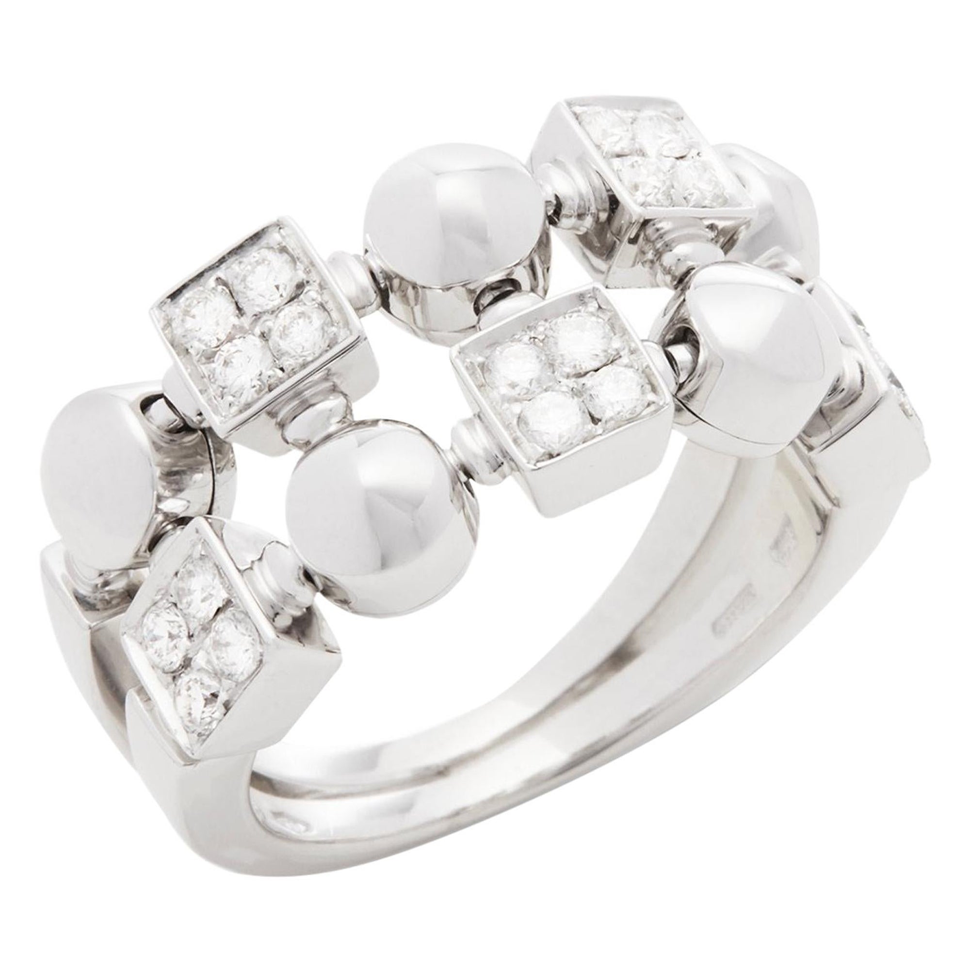 Bulgari 18 Karat White Gold Lucéa Diamond Ring For Sale