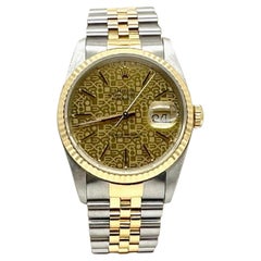 Vintage Rolex Datejust 16233 Jubilee Dial 18K Yellow Gold Stainless Steel