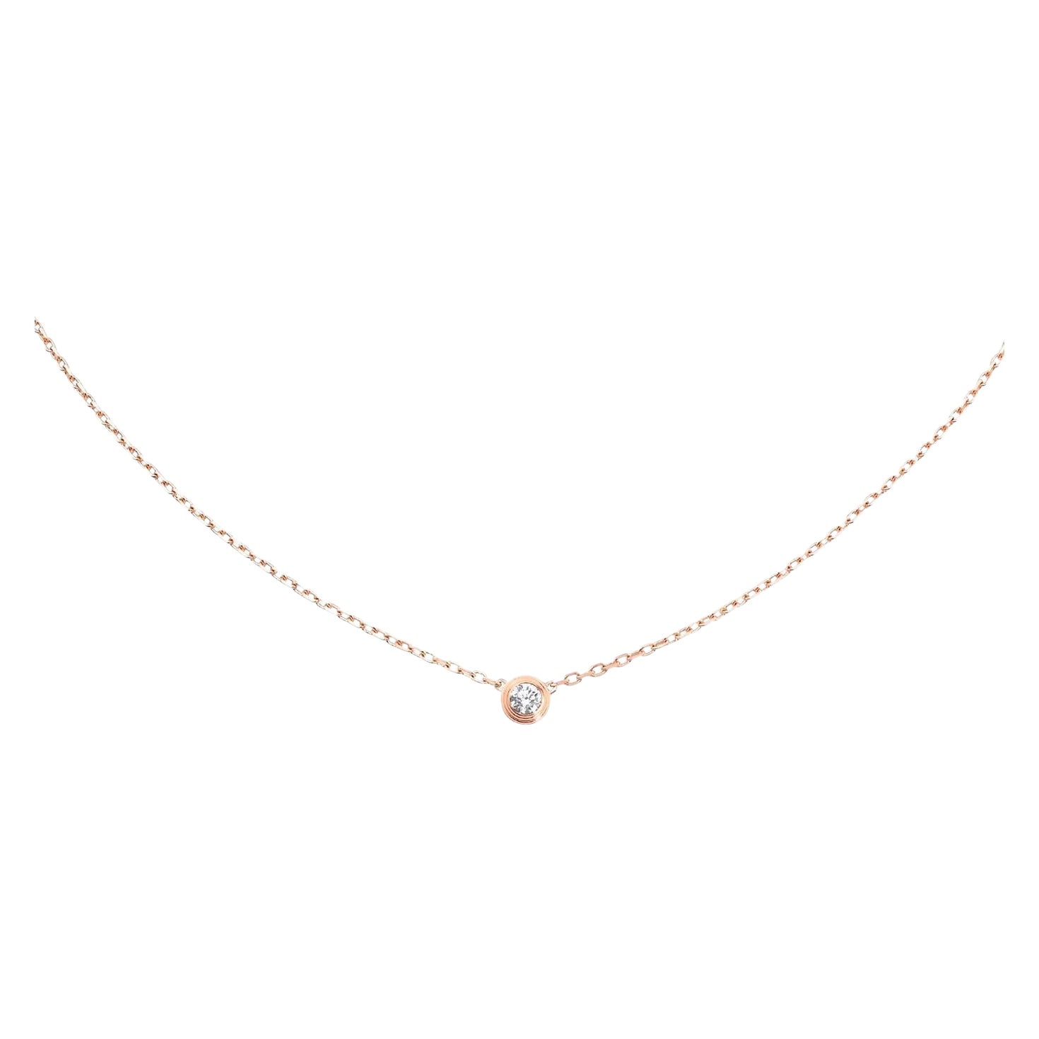 Cartier D'Amour 0.09ct Diamond Small Model Pendant Necklace 18K Rose Gold For Sale