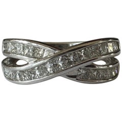 Estate Criss-Cross Double Band Diamond Ring 