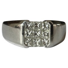 Vintage 14K White Gold and Diamond Men's Ring 