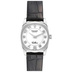 Rolex Cellini Danaos White Gold Black Strap Ladies Watch 6229