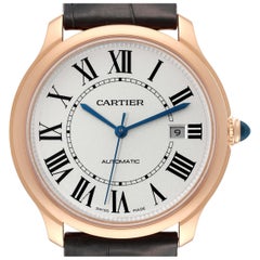 Cartier Ronde Louis Rose Gold Silver Dial Automatic Mens Watch WGRN0011