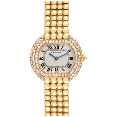 Cartier Ellipse Yellow Gold Diamond Bezel Ladies Watch 8660