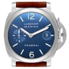 Panerai Luminor Marina Blaue Stahl-Herrenuhr mit Zifferblatt PAM00070