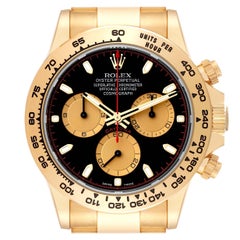 Rolex Daytona Black Dial Yellow Gold Mens Watch 116508 Box Card