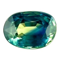 Saphir thaïlandais ovale de 1,00 carat de couleur partielle bleue et verte, taille libre 6,5 x 4,5 mm