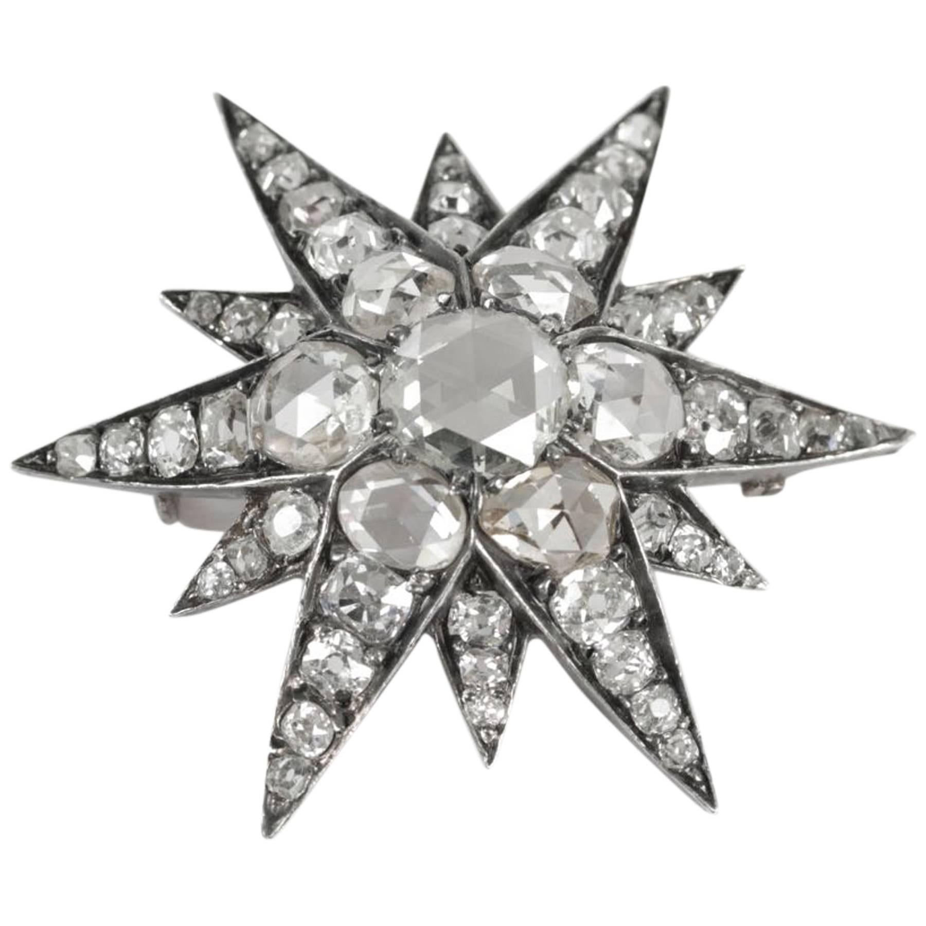 Antique Dutch Diamond Star Brooch at 1stDibs