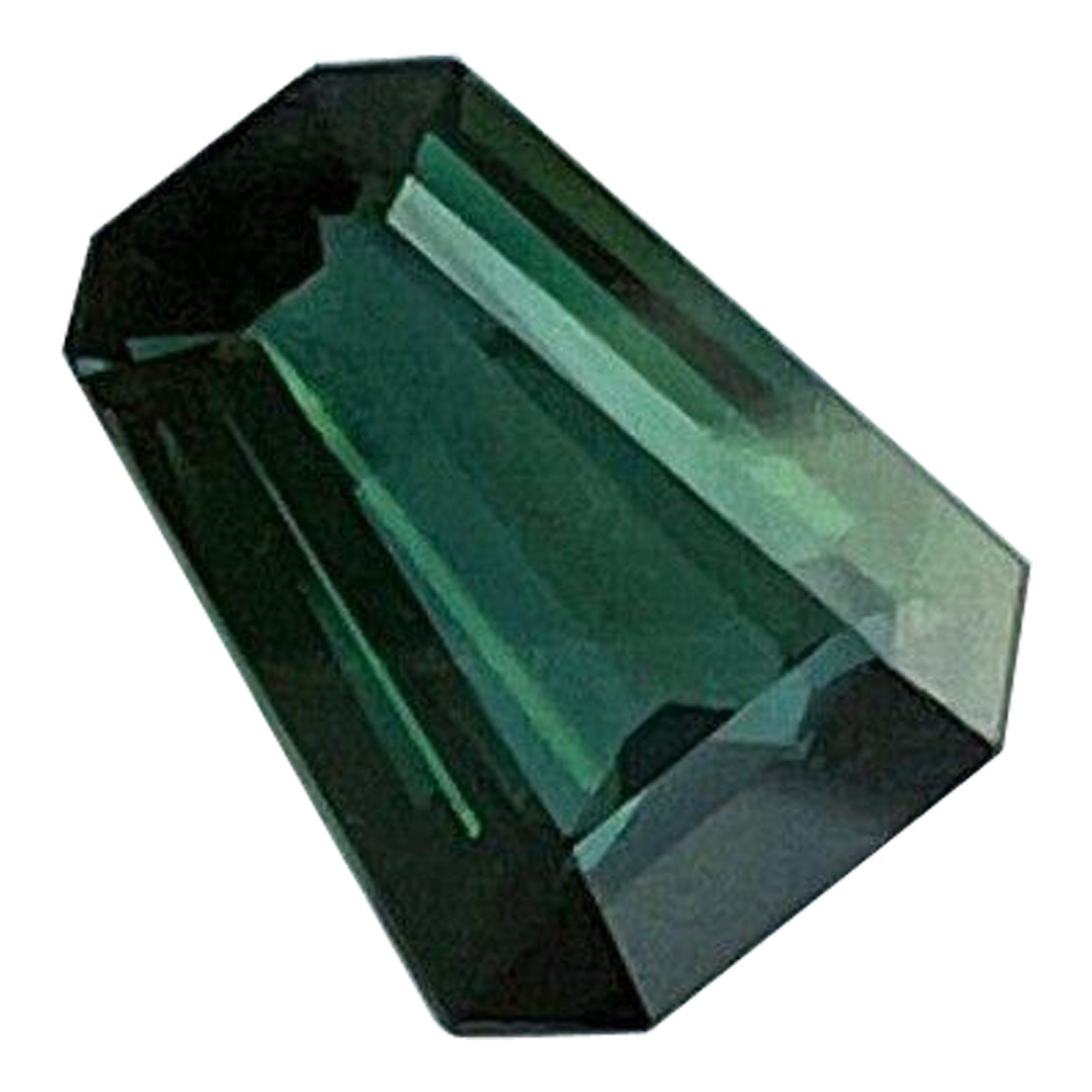 1.44ct Unique IGI Certified Green Blue Sapphire Untreated Fancy Emerald Cut (Saphir bleu vert non traité) en vente