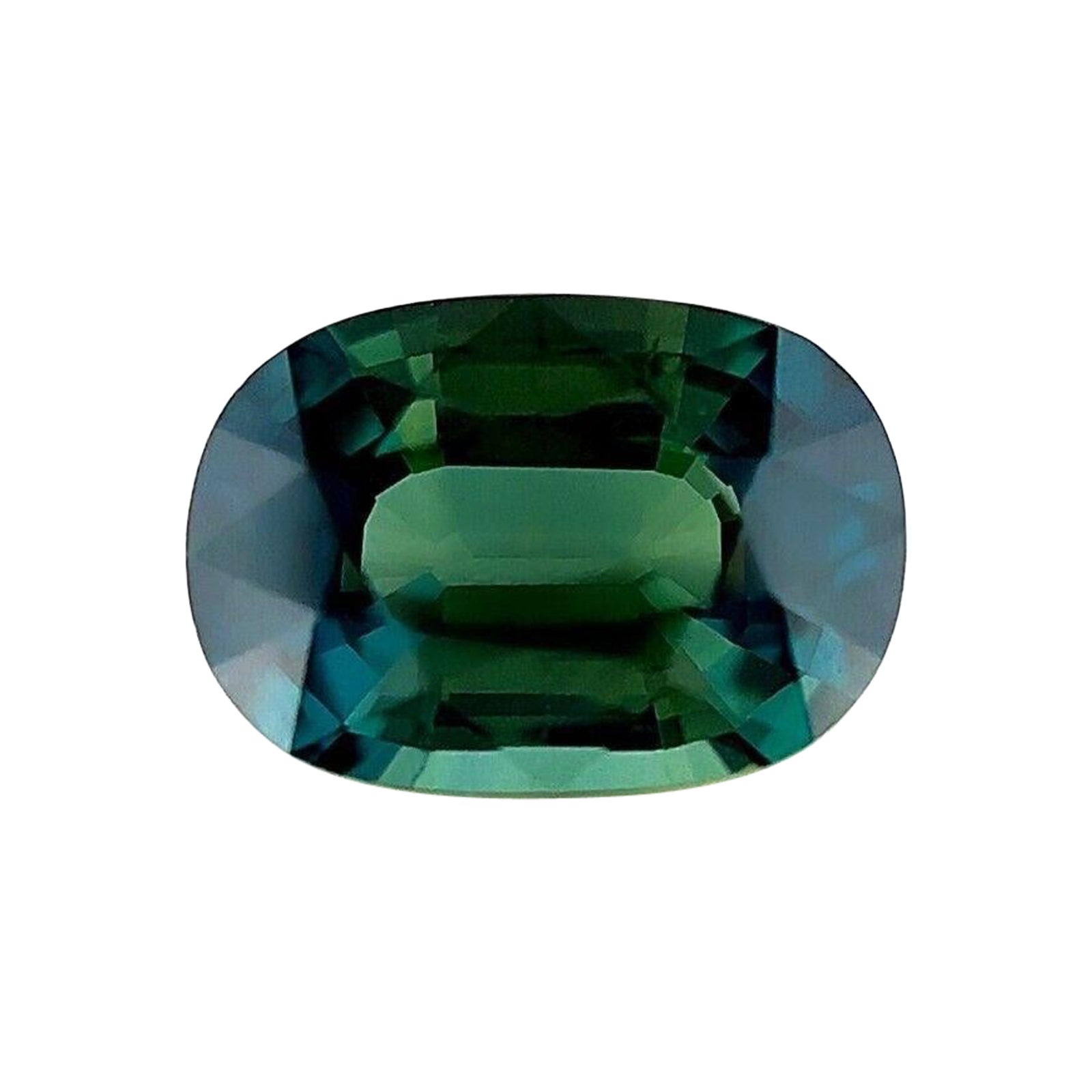 Rare 1.33Ct GIA Certified Green Blue Sapphire Untreated Cushion Cut 7.7x5.5mm For Sale