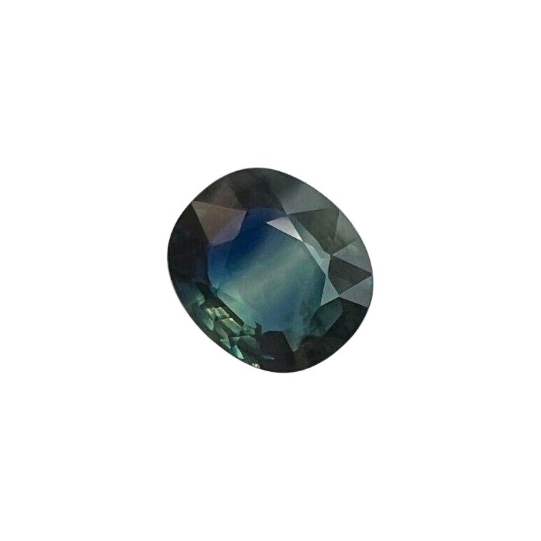 Saphir unique bicolore jaune bleu taille ovale certifié IGI de 1,43 carat en vente
