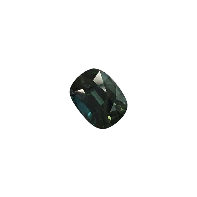 IGI Certified 1.26Ct Natural Deep Green Blue Teal Sapphire Unheated Cushion Cut (Saphir coussin non chauffé) en vente