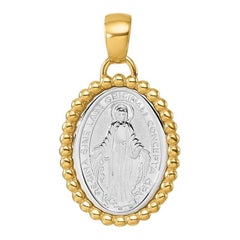 Curata, pendentif médaillon italien réversible Miraculous en or bicolore 18 carats perlé