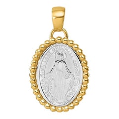 Colgante de Medalla Milagrosa Reversible con Cuentas Italianas de Oro Bicolor de 18 quilates Curata