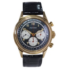 Movado 14Kt. Montre chronographe manuelle Art déco à triple registre