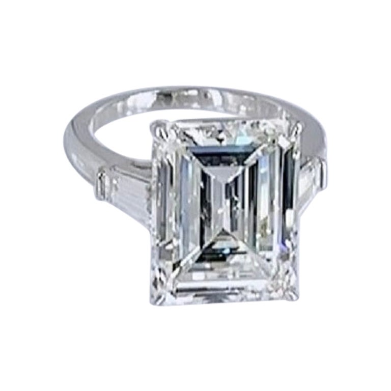 J. Birnbach GIA 8.48 carat Emerald Cut Diamond Ring with Tapered Baguettes
