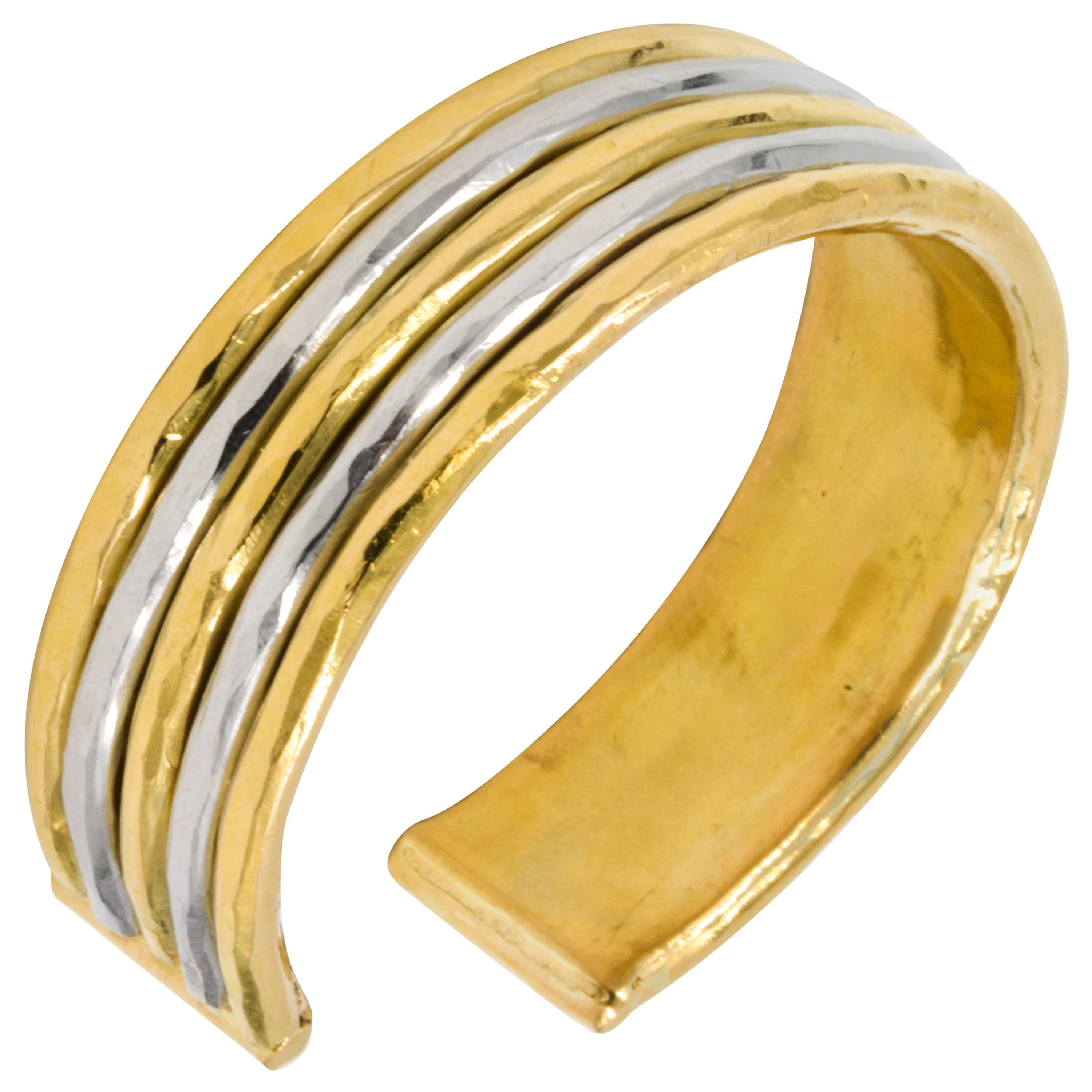 Jean Mahie 22kt Yellow Gold and Platinum Cuff Bracelet