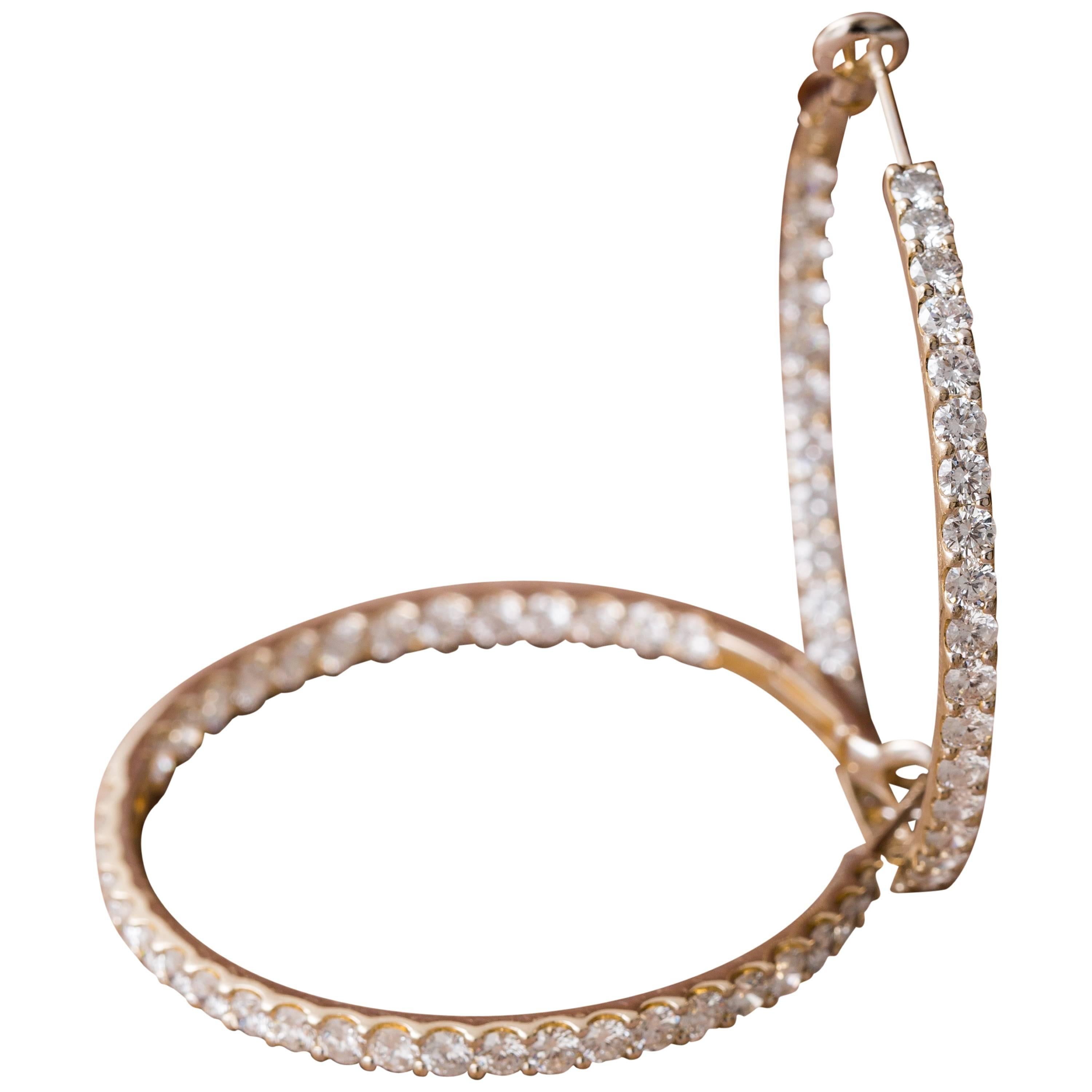 Gold and Diamond Inside Out Hoops 