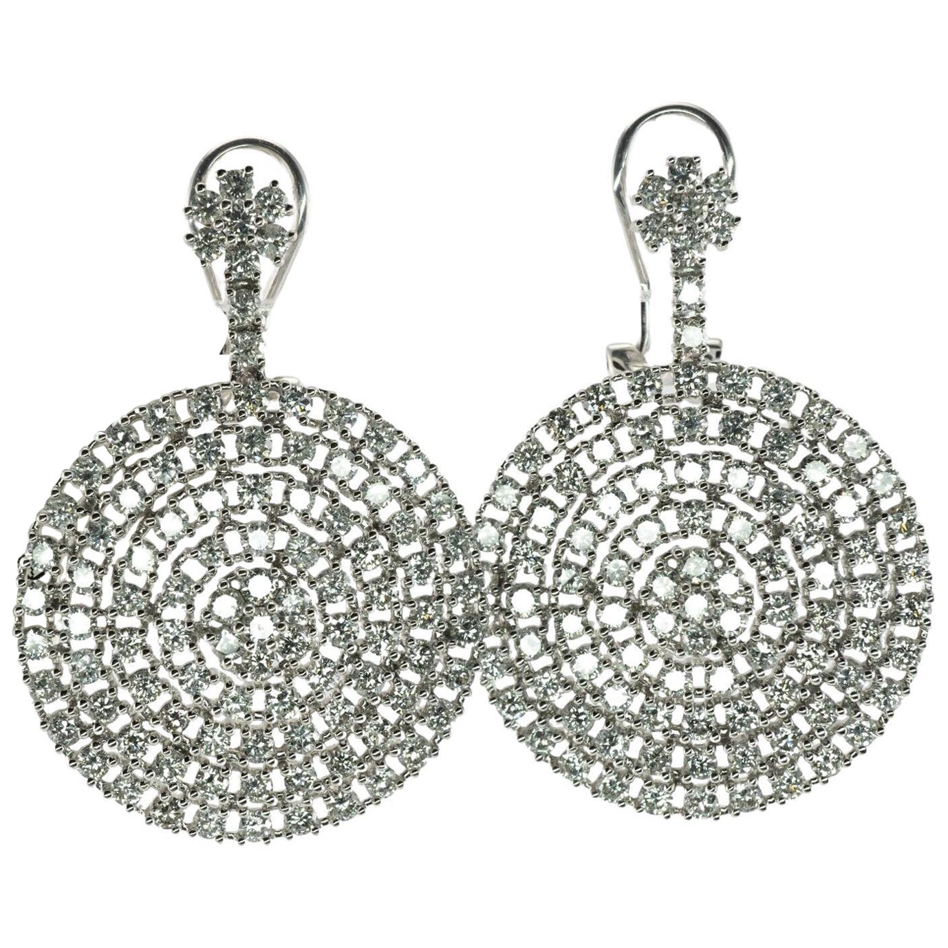 Diamond Earrings 14K White Gold Dangle Drop Geometric Round 5.07 TDW