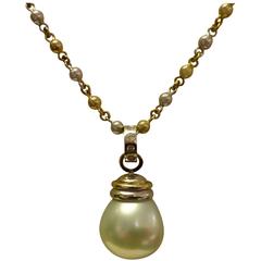 Paspaley South Sea Pearl Diamond Yellow And White Gold Chain Pendant
