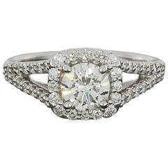 Ritani 1.28 Carats Round Diamond GIA Cert Split Shank Halo Engagement Ring