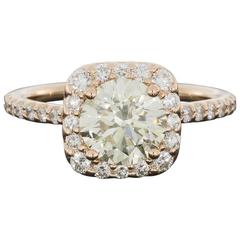 Ritani Rose Gold 2.21 Carats Round Diamond Halo Engagement Ring