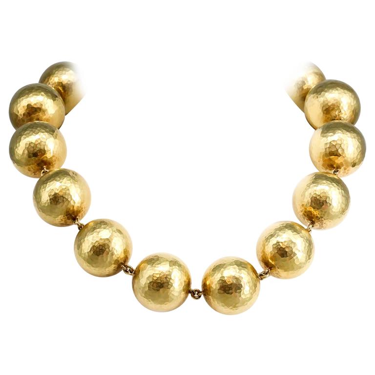 TIFFANY and CO. PALOMA PICASSO Bold Gold Bead Necklace at 1stdibs
