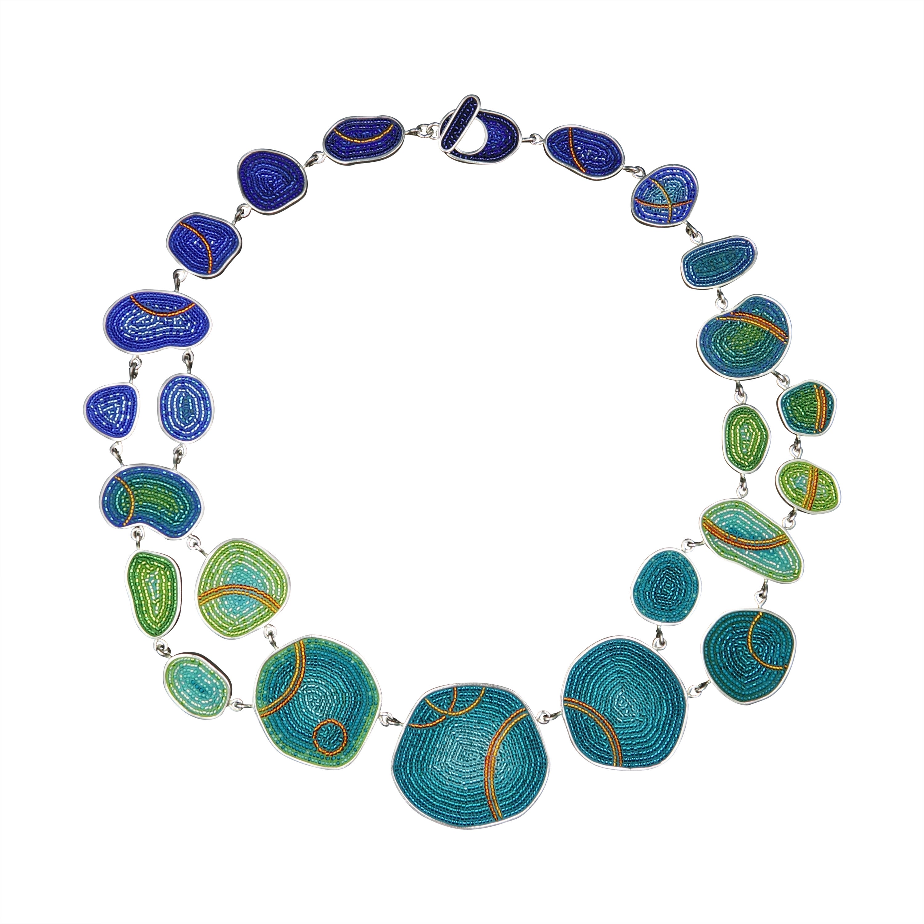 Micro-Mosaic Interconnected Pebbles Necklace by Courtney Denise Lipson