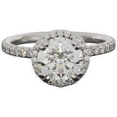 Platinum 2.02 Carats Round Diamond XXX GIA Certified Halo Engagement Ring