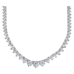 26.50 Carat Graduated Tennis Necklace Round Diamonds Necklace D/F COLOR