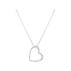 Roberto Coin White Gold Diamond Heart Necklace 000141AWCHX0