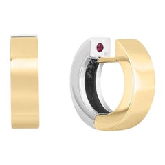 Gold Classic Two Tone Reversible Huggie Earrings 7773275AJER0