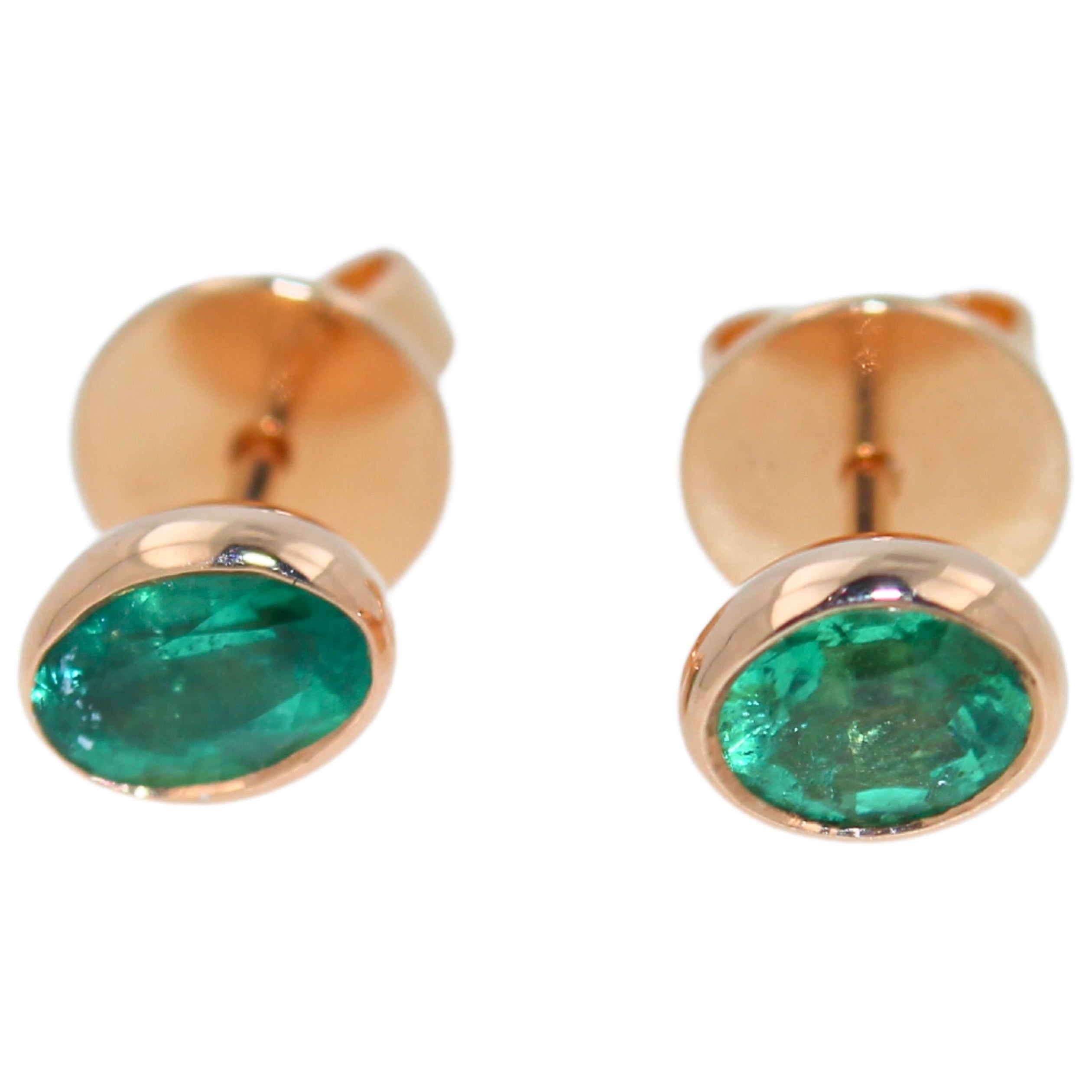 Emerald Bezel Earrings For Sale