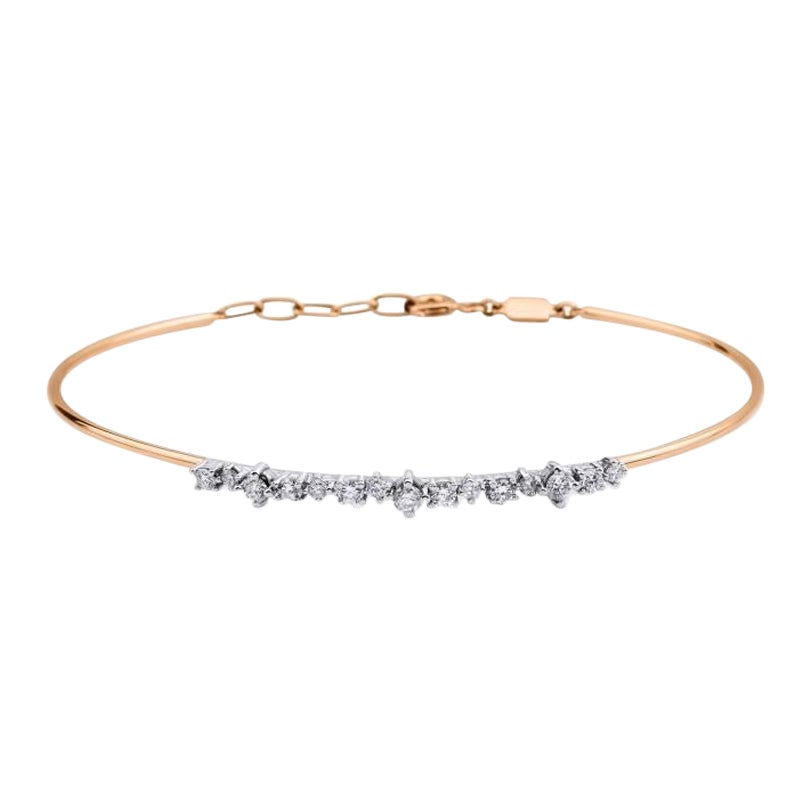 0.53 ctw Diamond Cluster Rose Gold Bangle For Sale
