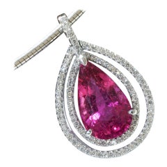 Hot Pink Rubelite Brilliant Pendant 7.58 ct 0.61 ct TW VS great rare Color 