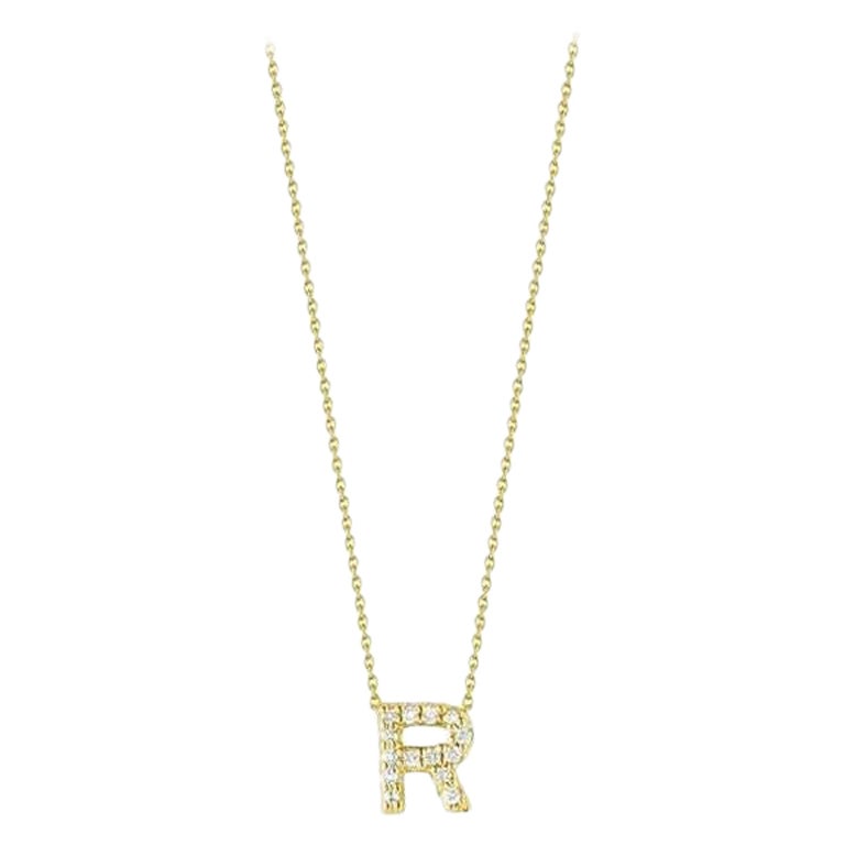 Roberto Coin Love Letter R Pendant Yellow Gold and Diamonds 001634AYCHXR
