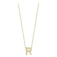 Roberto Coin Love Letter R Pendant Yellow Gold and Diamonds 001634AYCHXR