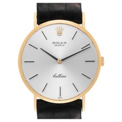 Rolex Cellini Classic Yellow Gold Silver Dial Vintage Mens Watch 4112