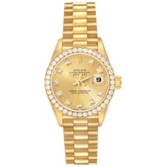 Vintage Rolex President Datejust Yellow Gold Diamond Ladies Watch 69138