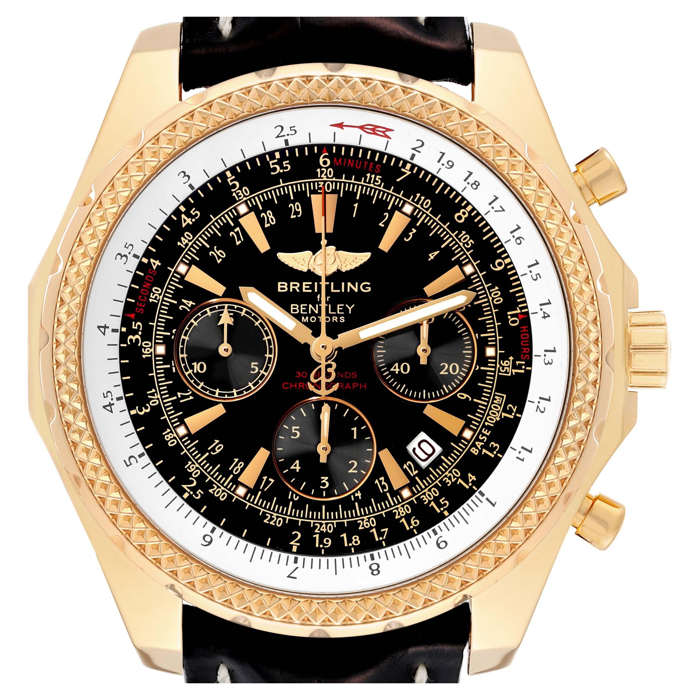 Breitling Bentley Yellow Gold Black Dial Chronograph Mens Watch K25362