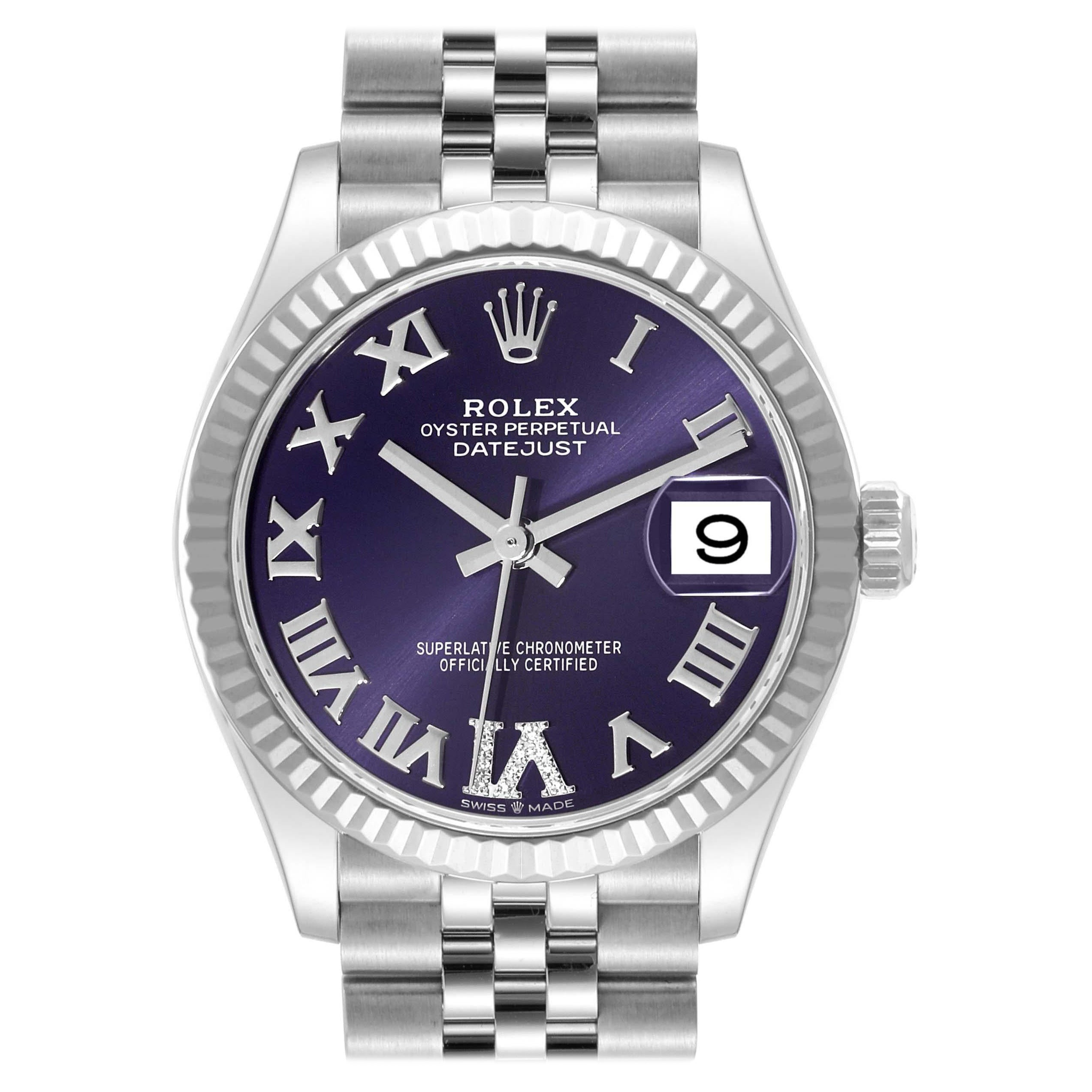 Rolex Datejust Midsize Steel White Gold Diamond Ladies Watch 278274