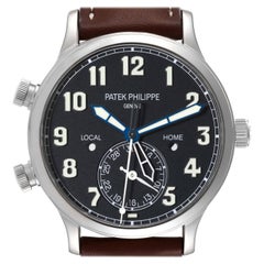 Patek Philippe Calatrava White Gold Pilot Travel Time Mens Watch 5524 Box Papers