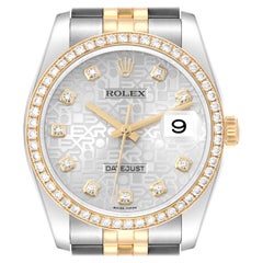 Rolex Datejust Steel Yellow Gold Anniversary Dial Diamond Mens Watch 116243