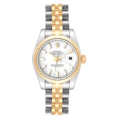 Rolex Datejust Steel Yellow Gold White Dial Ladies Watch 179173 Box Card