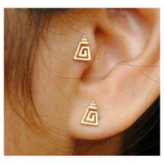 Boucles d'oreilles géométriques en or 14k Trapezium Spiral Tragus Lobe Helix Cartilage