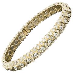 Sonia B Yellow Gold 2.70 Carats Diamond Floral Design Flexible Bangle Bracelet