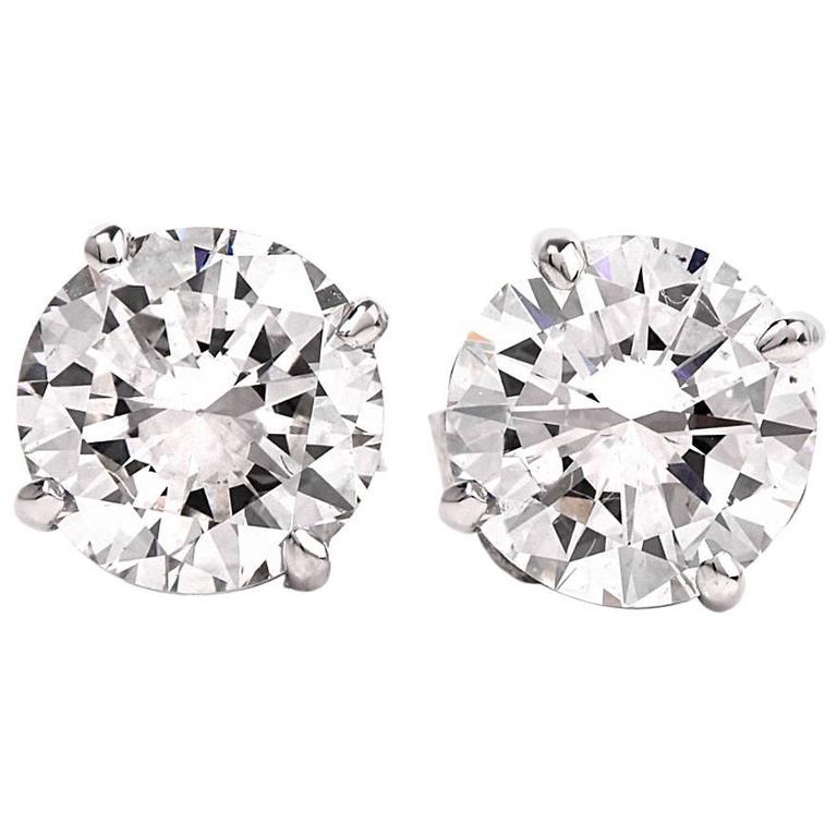 Gia Certified 2 14 Carats J Vs2 Round Diamond Gold Studs For At Gia 2 13 Carat E F Vs2 Diamond Stud Earrings